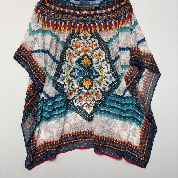 Asa Kaftans Women Kaftan Top Size Large Kimono Artsy Floral Boho C043 -13 - Picture 15 of 16
